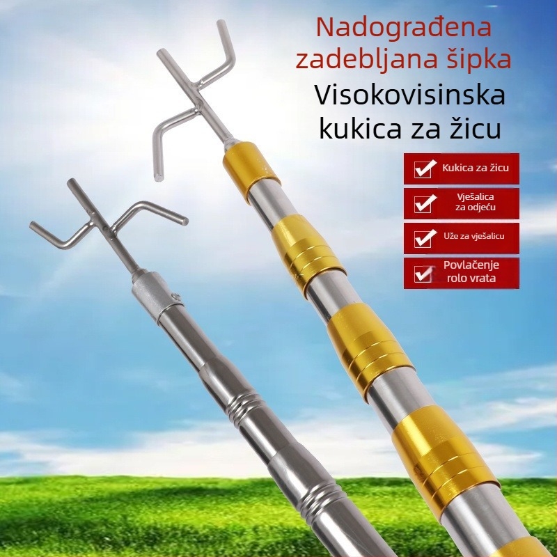Nehrđajući čelična teleskopna šipka s kukama – za ceradu kamiona, vrata i prozore, vučna šipka za rolete