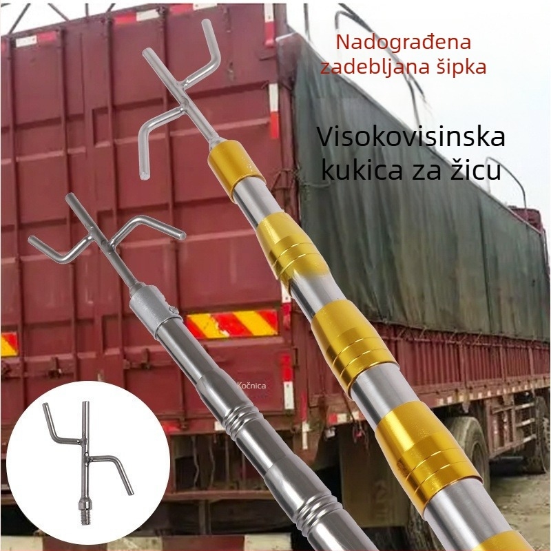 Nehrđajući čelična teleskopna šipka s kukama – za ceradu kamiona, vrata i prozore, vučna šipka za rolete