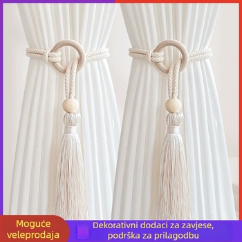 Benhao Nordic drvene zavjese s resicama; materijal: drvo/pamučno/poliester; prilagodljivo: da.