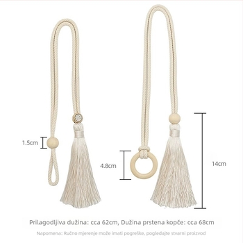 Benhao Nordic drvene zavjese s resicama; materijal: drvo/pamučno/poliester; prilagodljivo: da.