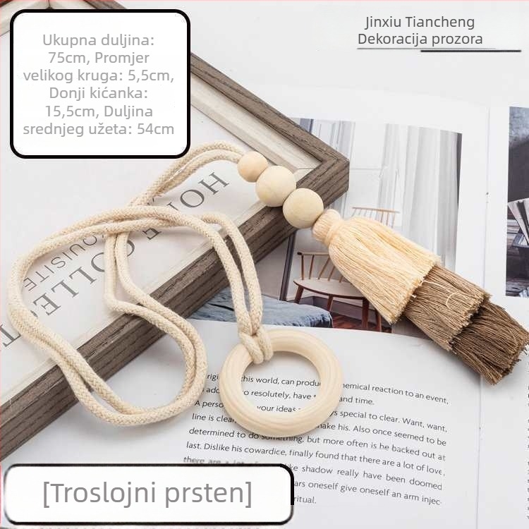 Držači zavjesa za prozirne zavjese — minimalisticki, luksuzni držači s resicama i ukrasnim užicima