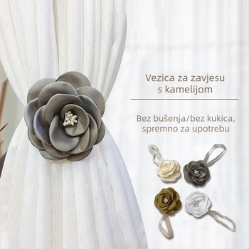 Zavjesni pojas, nordijski stil, pamuk i lan, marka Yiyang, prilagodljiv, dekoracija inspirirana kamelijom