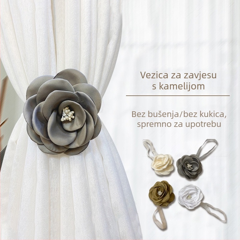 Zavjesni pojas, nordijski stil, pamuk i lan, marka Yiyang, prilagodljiv, dekoracija inspirirana kamelijom