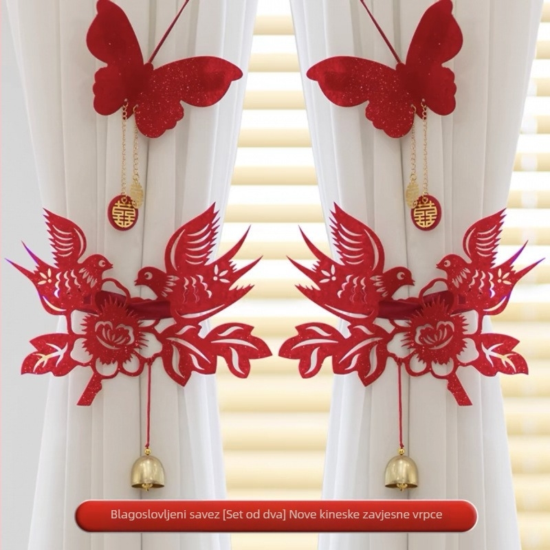 Set svadbene dekoracije - girlanda i riječi sreće - rekviziti za uređenje prostora, papirnate vrpce za dnevni boravak i spavaću sobu