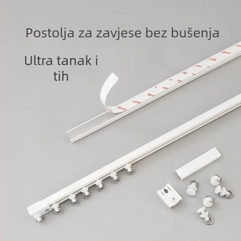 Zavjesna tračnica bez bušenja, samoljepljiva, tiha, ultra-tanka vodilica