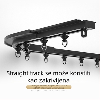 Unutarnja šina za zavjese, Slim Mini Straight Rail, aluminijska legura, samoljepljiva montaža, tip zavjese: viseći, s brtvnim perlama
