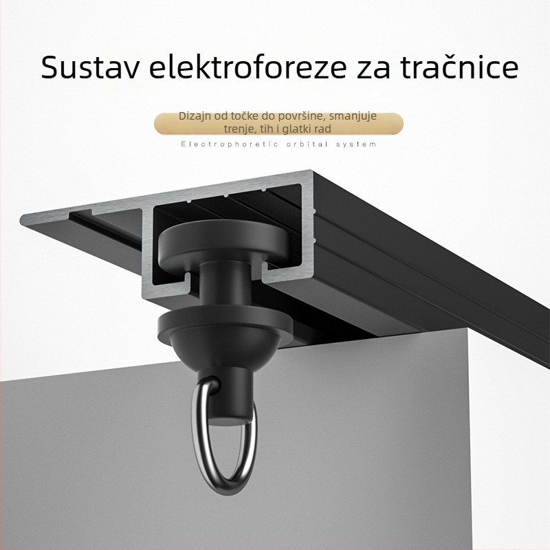 Unutarnja šina za zavjese, Slim Mini Straight Rail, aluminijska legura, samoljepljiva montaža, tip zavjese: viseći, s brtvnim perlama