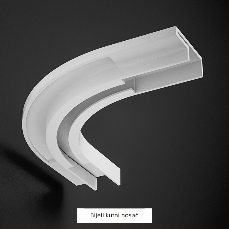 Unutarnja šina za zavjese, Slim Mini Straight Rail, aluminijska legura, samoljepljiva montaža, tip zavjese: viseći, s brtvnim perlama