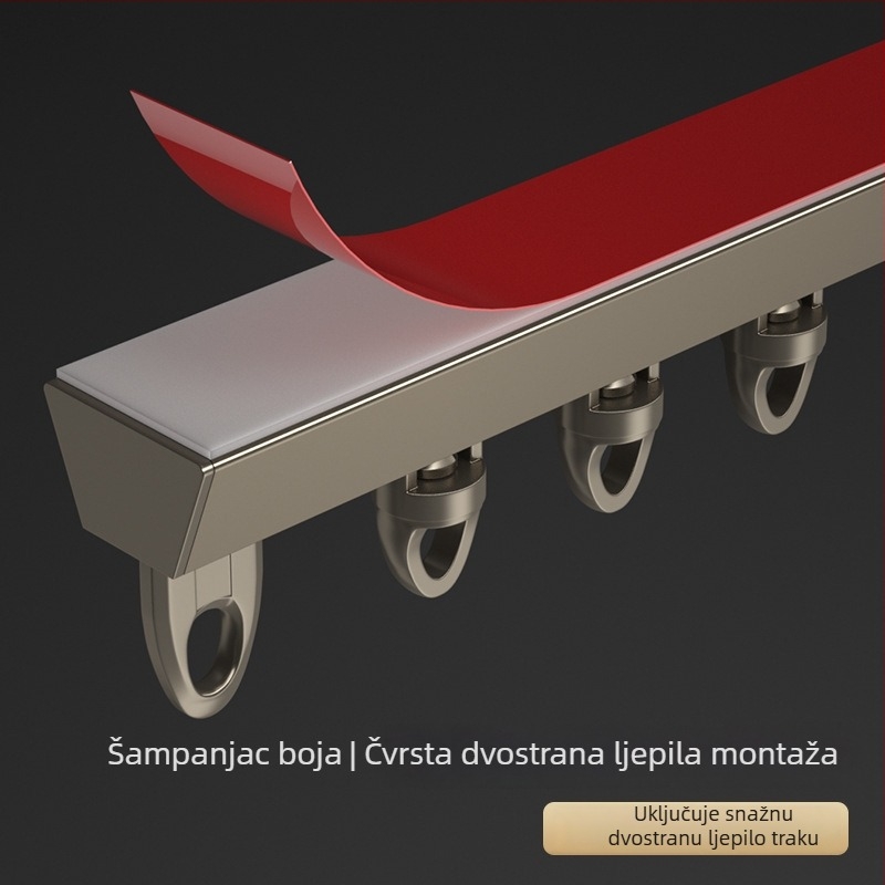 V-oblik aluminijska šina za zavjese, ultra tanka, za erker i balkon, model 1099, bez rupa