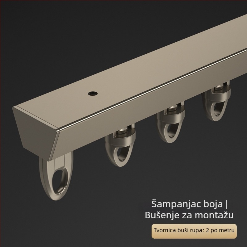 V-oblik aluminijska šina za zavjese, ultra tanka, za erker i balkon, model 1099, bez rupa