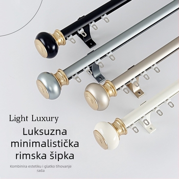 Šipka za zavjese od aluminijske legure, klizna rimska šipka, model 339-JP, dekorativna glava, montažni kod, klizač, za viseće zavjese, Craftsmanship, stil lagan luksuz