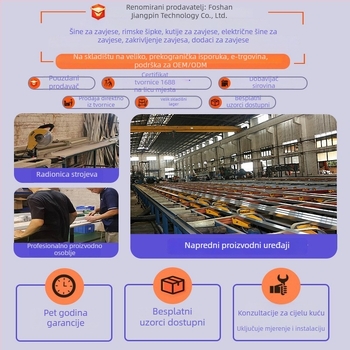 Šipka za zavjese od aluminijske legure, klizna rimska šipka, model 339-JP, dekorativna glava, montažni kod, klizač, za viseće zavjese, Craftsmanship, stil lagan luksuz