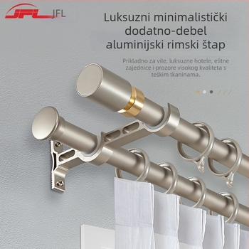 Štap za zavjese od aluminijske legure, debljina 2,0 mm, rimski štap, za vješanje zavjesa, stil laganog luksuza, model JFL553