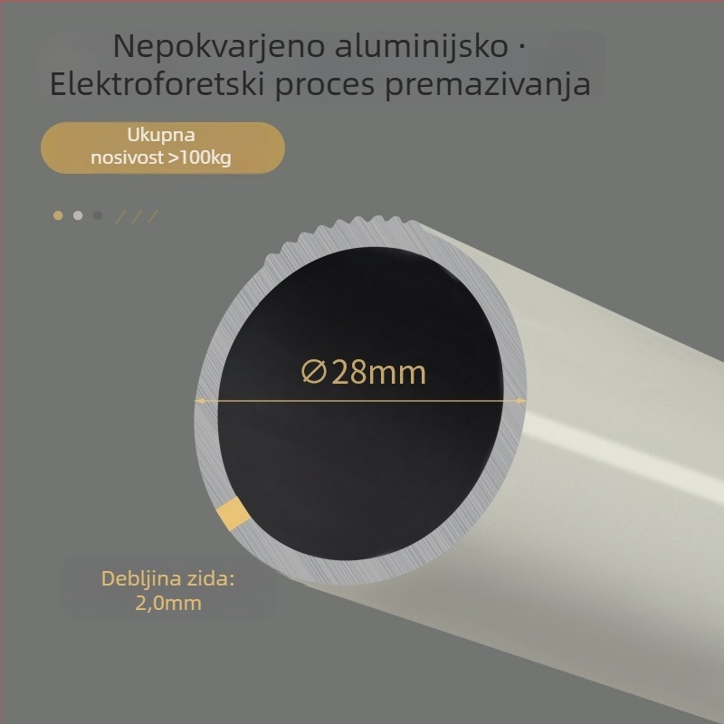 Štap za zavjese od aluminijske legure, debljina 2,0 mm, rimski štap, za vješanje zavjesa, stil laganog luksuza, model JFL553
