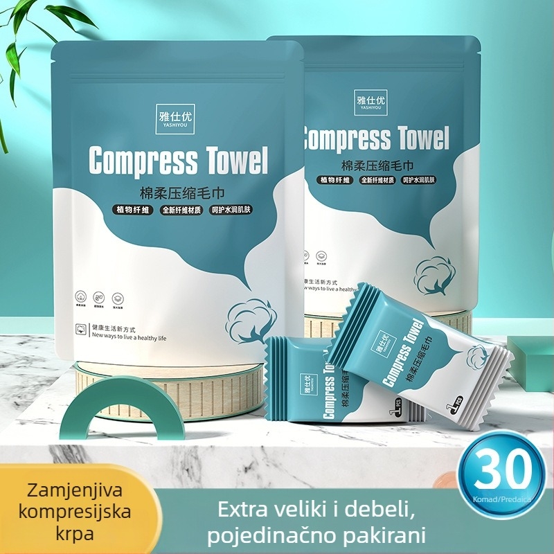 Jednokratna komprimirana krpa za lice – 60 kom., od biljnih vlakana, 50 g+ mase, ekstra debela, Yashiyou