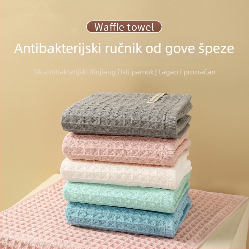 Ručnik za lice od pamuka s wafelnom gazom, ravna pletenina, 32 niti, 50–80 g, mekana i upijajuća za kućnu uporabu