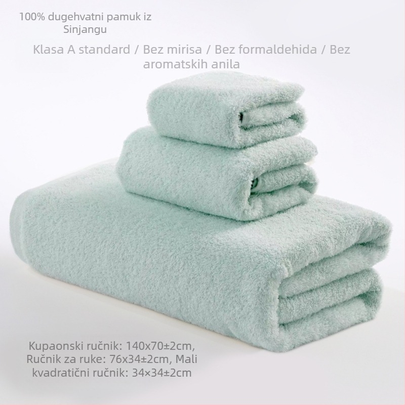 Kupaonski ručnik – (100% pamuk, 400–500 g, 150D vlakno, šivanje rubova, obična tkanina)