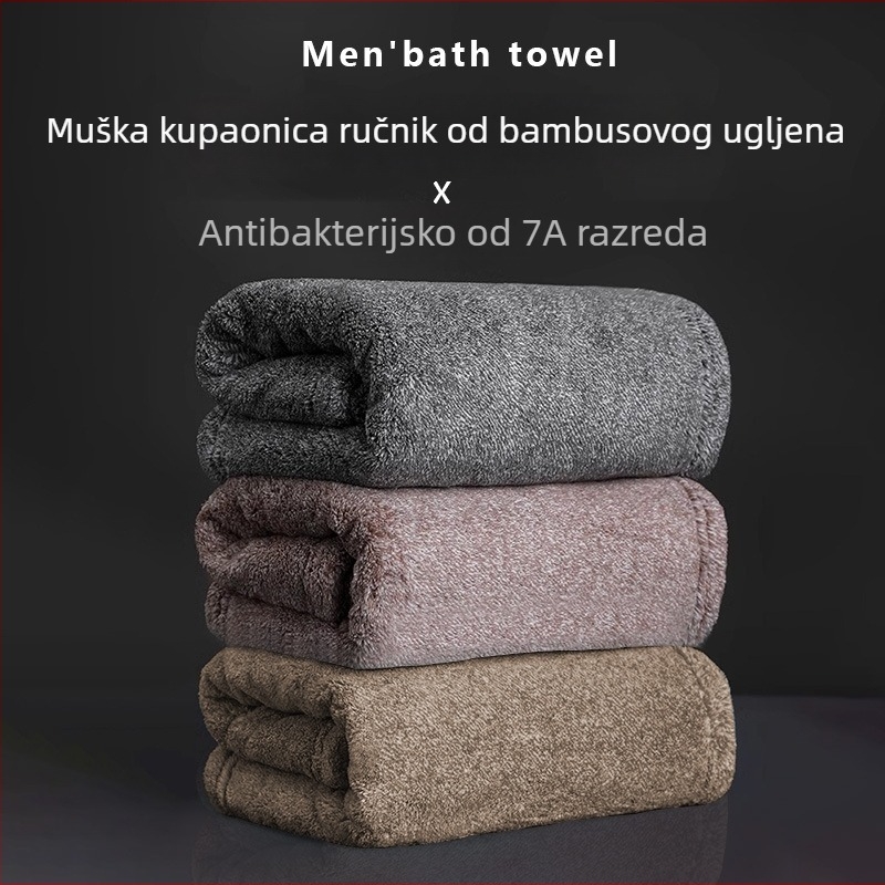 Muški ručnik za lice od bambusovih vlakana, antibakterijski, s bambusovim ugljenom, brzo upija, 80–100 g