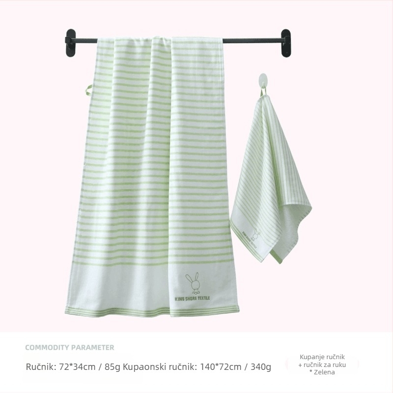 King shore Pamučni kupaonski ručnik - Dvostruka gazasta tkanina, Protiv grinja, Antimikrobni, 400–500 g, Izšiven