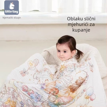 Dječji gazasti ručnik za kupanje, upijajući, s motivom biljaka i cvijeća, 1 pakiranje