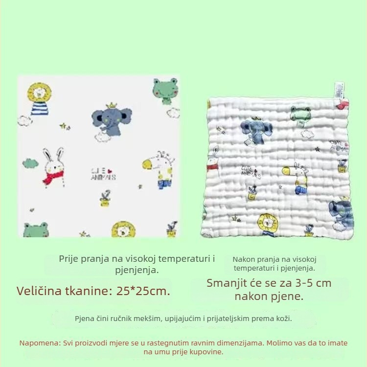 Bebi ručnik od 100% pamuka, šest slojeva gaze, 100D pređa, jednostavno tkanje, individualno pakirano