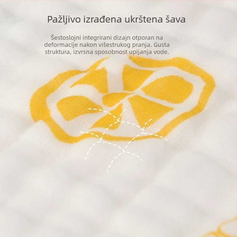 Bebi ručnik od 100% pamuka, šest slojeva gaze, 100D pređa, jednostavno tkanje, individualno pakirano