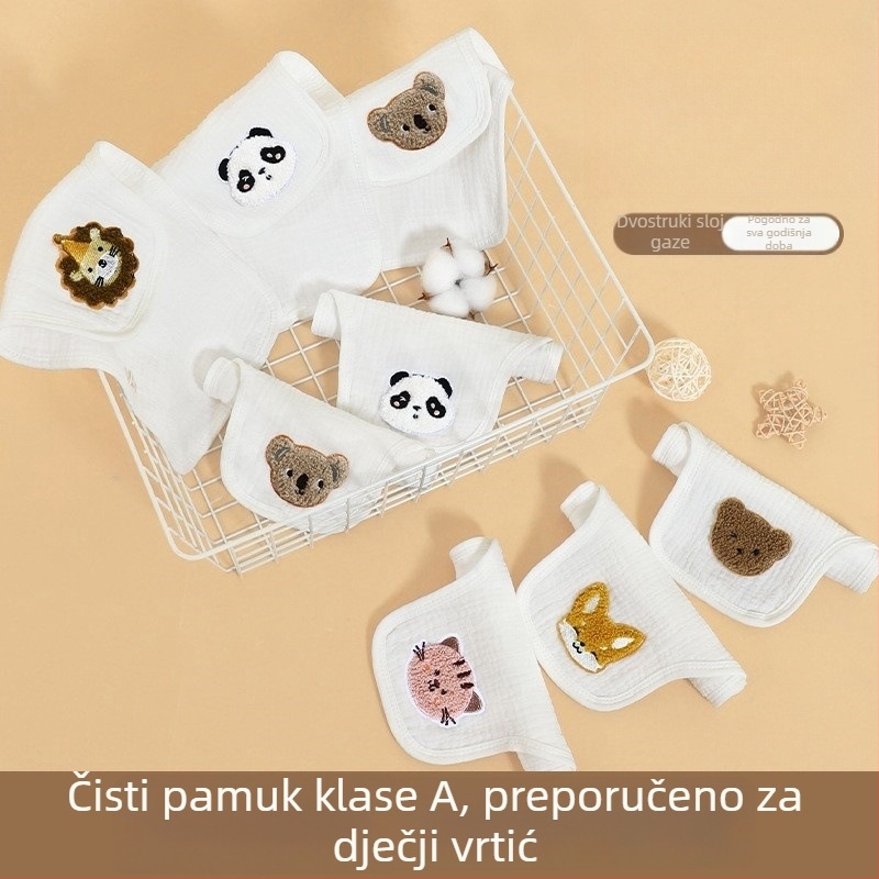 Dječji pamuk ručnik za upijanje znoja, za vrtić, veliki format, unisex, prozračan i tanak, s motivom crtića