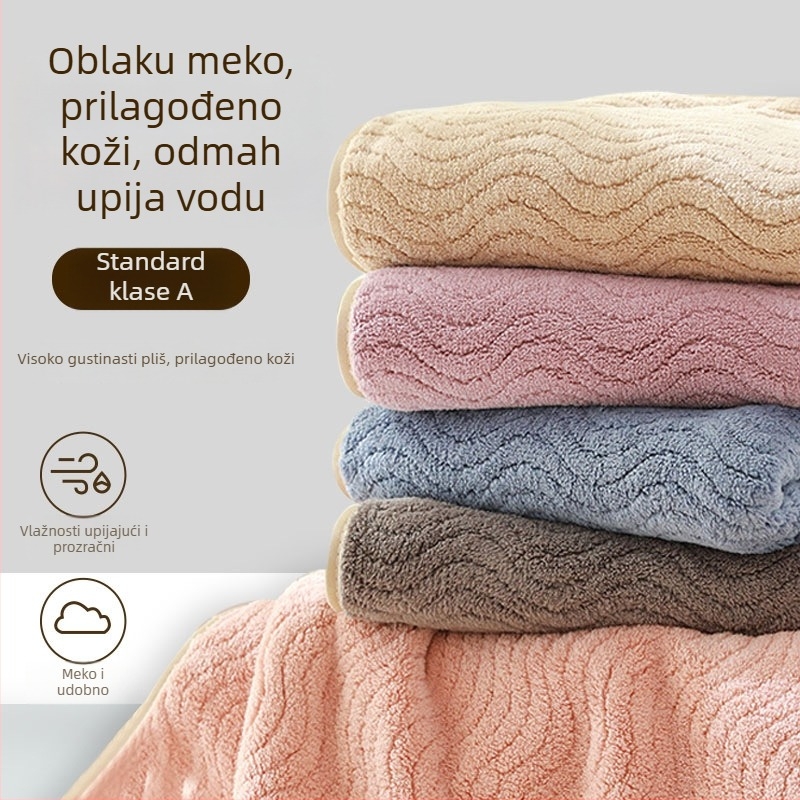 Set ručnika za lice i kupaonicu — mekan coral fleece, upijajući, koži prijateljski, Jacquard tkanina, 82% poliestera, 280 g/m², Poklon za par