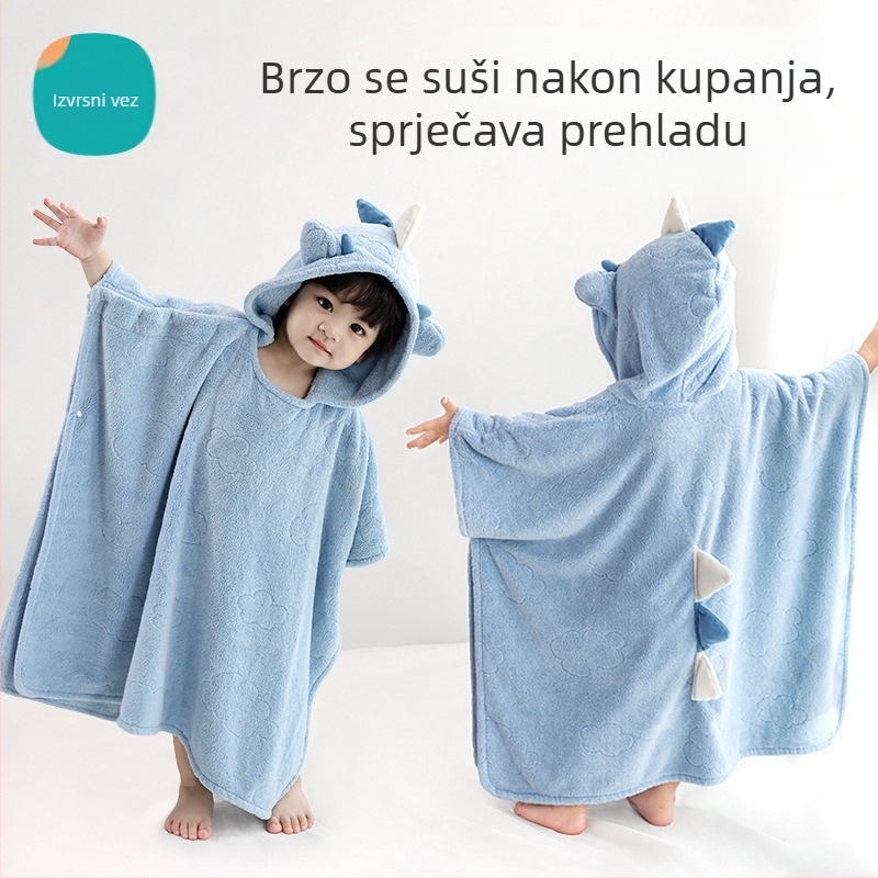 Dječji kupaći ručnik s kapuljačom – nosivi ogrtač za bebe, iznimno mekan, upija i brzo se suši