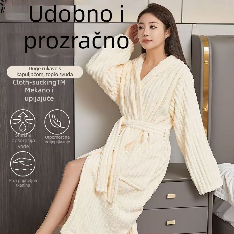 Lingxiang ogrtač za kupaonicu, koralni flis, unisex, zimski