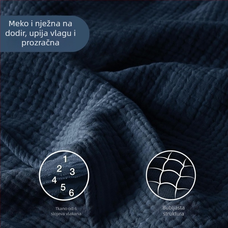 6-slojna 100% pamuk gazasta deka za odrasle i djecu – ljeto, 1,6–2 kg, reaktivno bojanje
