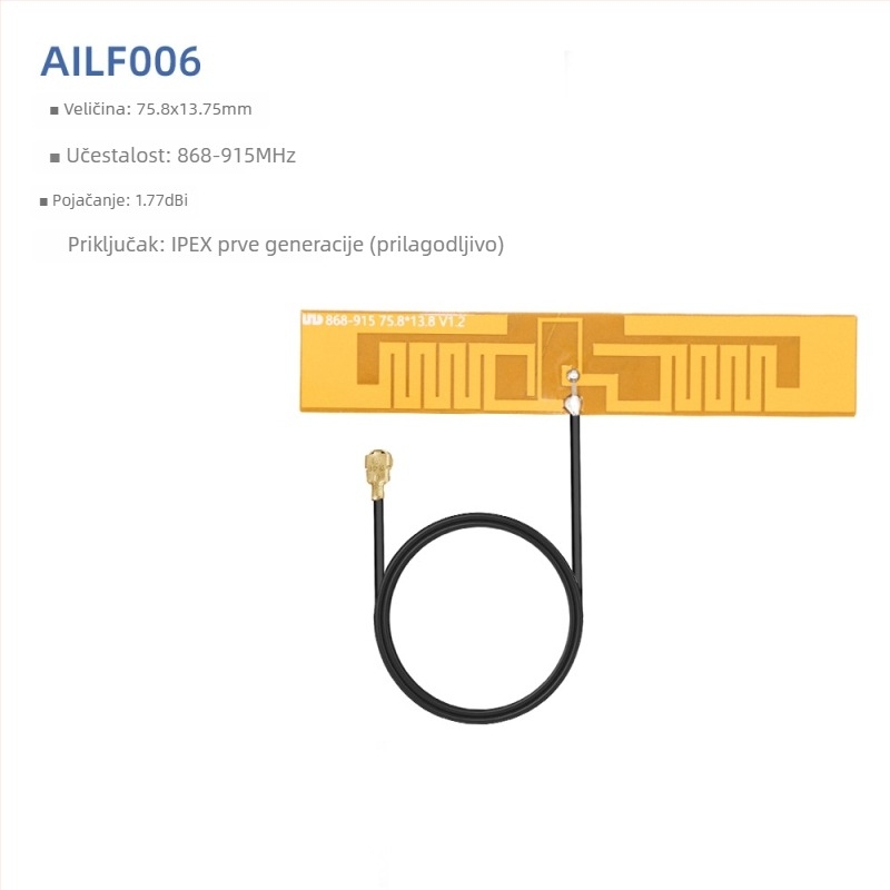 WiFi antena, 5.8 GHz, fleksibilna FPC PCB patch antena, IPEX konektor, Bluetooth dvoband