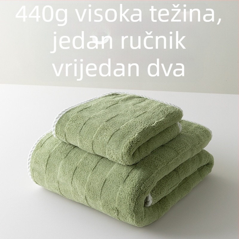Set ručnika za kupanje s kapom za sušenje kose – koralni velur, deblji, visoka upojnost, 200–300 g, 32 vlakna