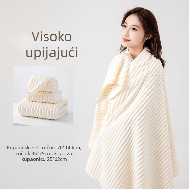 Trodjelni set ručnika za kupaonicu od koralnog fleksa, brzo sušenje, 150D, 200–300 g