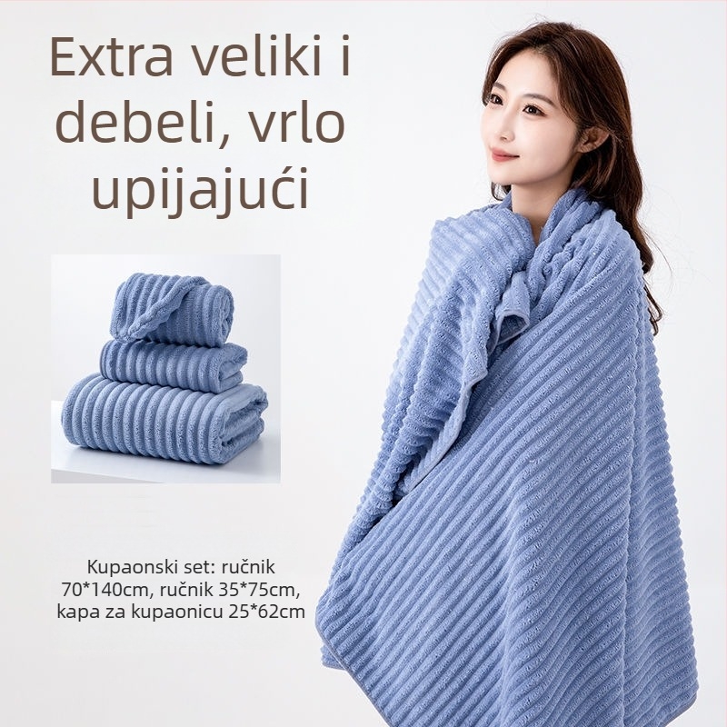 Trodjelni set ručnika za kupaonicu od koralnog fleksa, brzo sušenje, 150D, 200–300 g