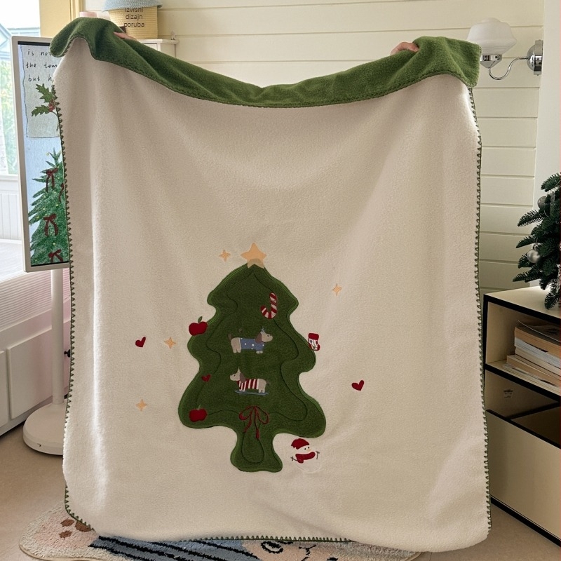 Božićna pliš deka s imitacijom vune, 180×210 cm, 100% poliester, crtani motiv, topla i mekana, za spavaću sobu ili kauč