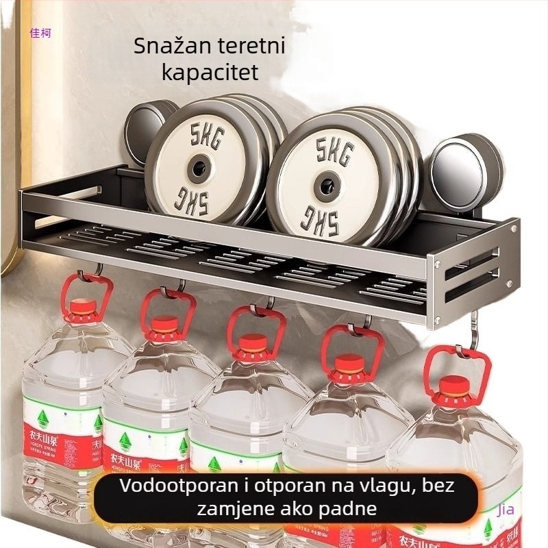 Zidna polica za kupaonicu, 1 etaža, bez bušenja, CE certifikat