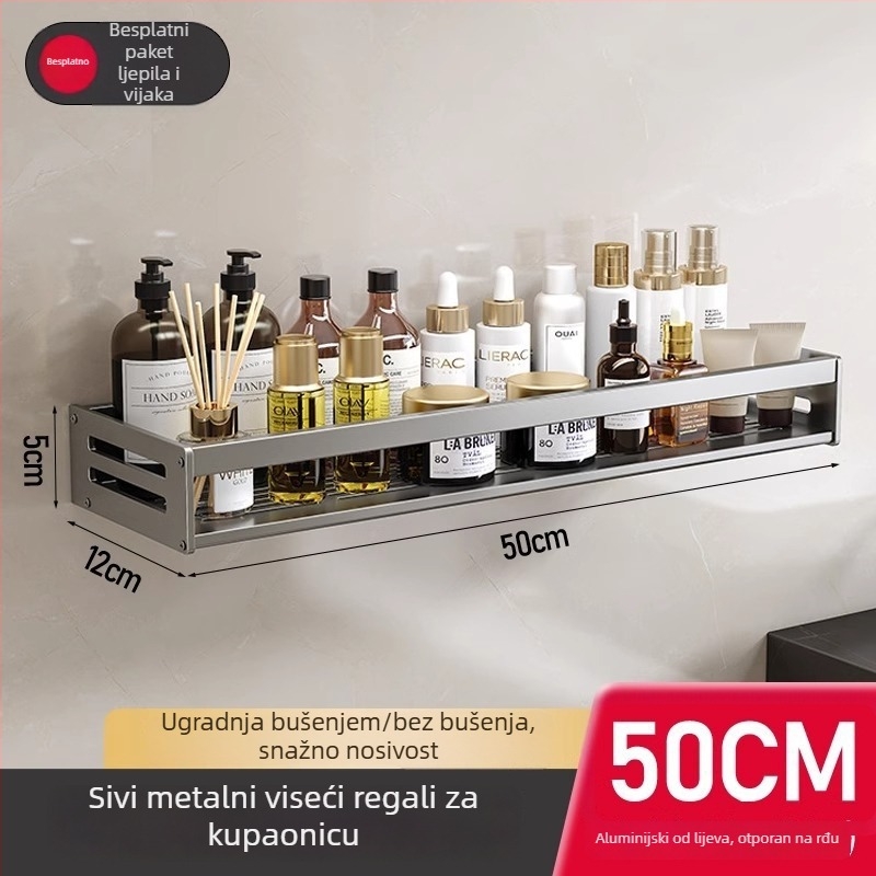 Zidna polica za kupaonicu, 1 etaža, bez bušenja, CE certifikat