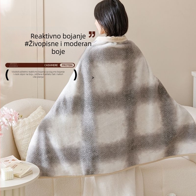 Nordijski stil šal-deka za uredske dremke i kauč, 330–340 g/m², debela za jesen-zimu, kategorija deka od flisa