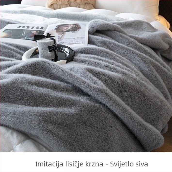 Ljubičasti pokrivač od umjetnog krzna lisice, debeli zimski pokrivač za kauč, ured i automobil — 180x200-220 cm