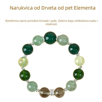 Kristalni narukvica s pet elemenata - ručno izrađena, ženski nacionalni stil, razni kristalni tipovi, mogućnost prilagođavanja