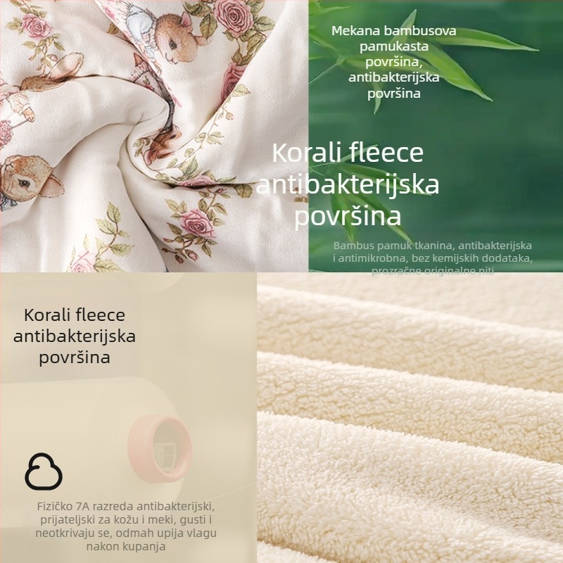 Bean deka za bebe i djecu - bambusova vlakna, sve sezone, crtani stil, 500–800 g, pogodno od novorođenčadi do 6 godina