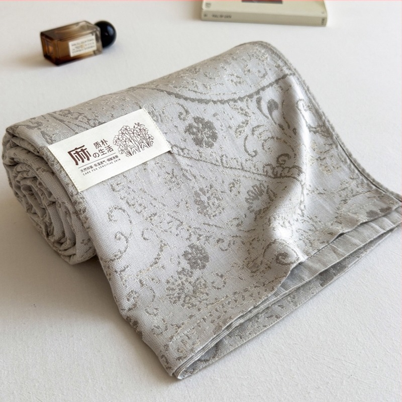 Lanena Jacquard deka s resicama, cvjetni uzorak, proljeće i jesen