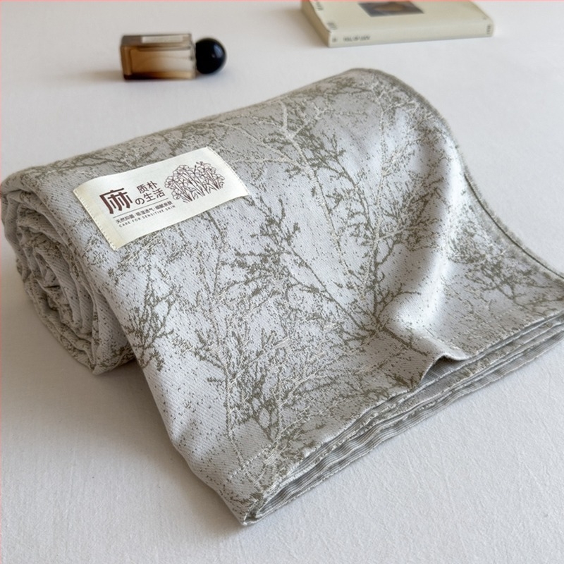 Lanena Jacquard deka s resicama, cvjetni uzorak, proljeće i jesen