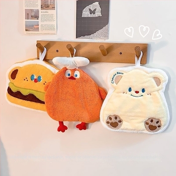 Viseći ručnik za ruke za kupaonicu – koralni flis, vez, 150D, 30–50 g