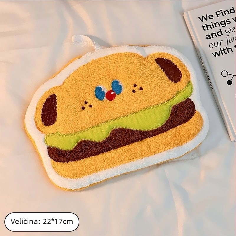 Viseći ručnik za ruke za kupaonicu – koralni flis, vez, 150D, 30–50 g