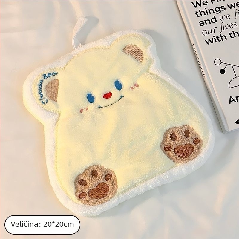 Viseći ručnik za ruke za kupaonicu – koralni flis, vez, 150D, 30–50 g