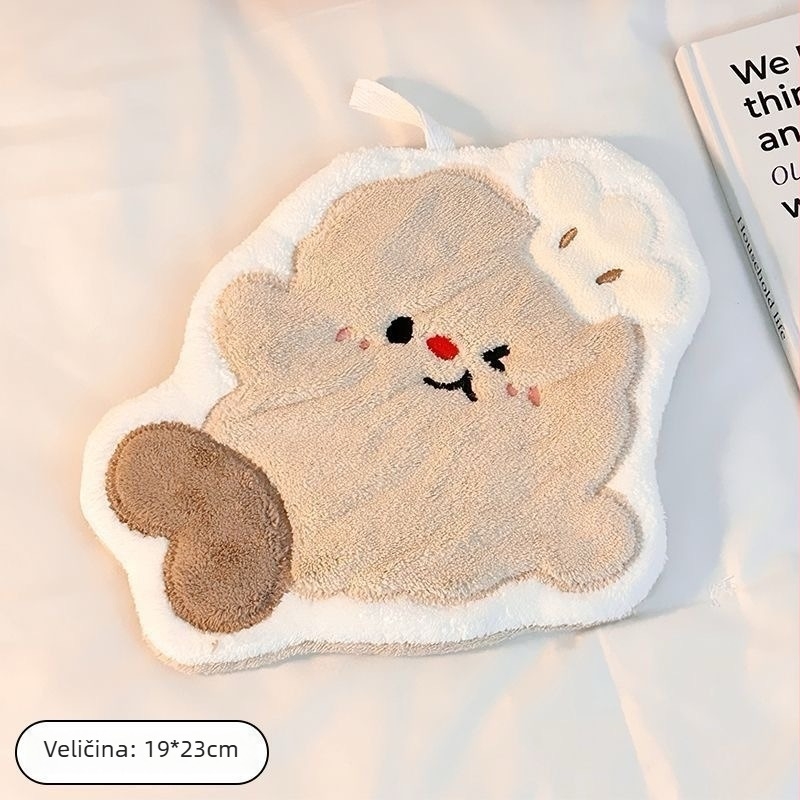 Viseći ručnik za ruke za kupaonicu – koralni flis, vez, 150D, 30–50 g