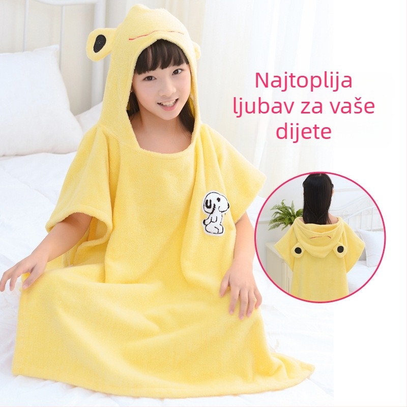 Dječji pamučni ručnik s kapuljačom pončo ogrtač za kupanje, izvezeno, 300–400 g