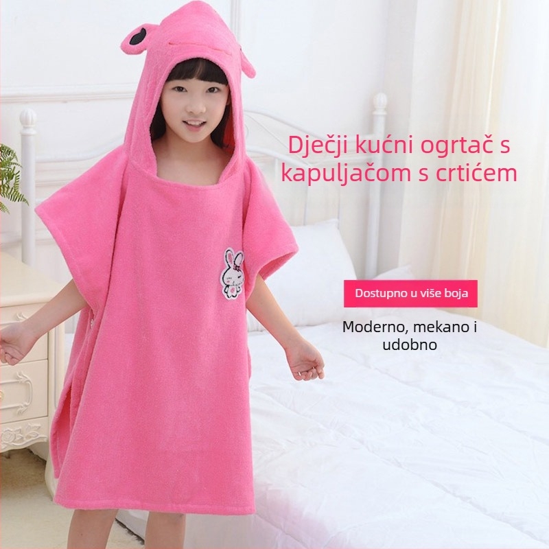 Dječji pamučni ručnik s kapuljačom pončo ogrtač za kupanje, izvezeno, 300–400 g
